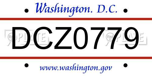 DCZ0779 District Of Columbia License Plate