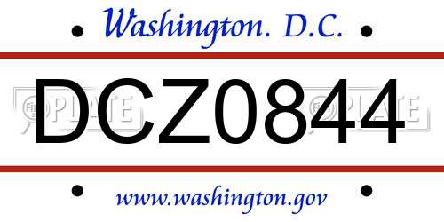 DCZ0844 District Of Columbia License Plate