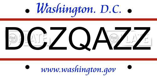 DCZQAZZ District Of Columbia License Plate