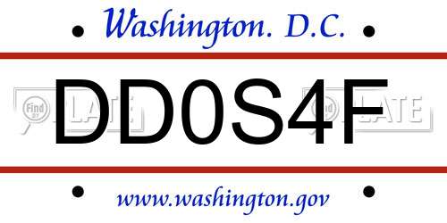 DD0S4F District Of Columbia License Plate