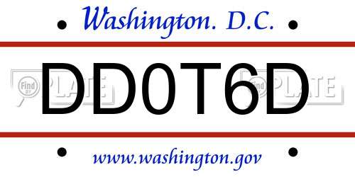 DD0T6D District Of Columbia License Plate