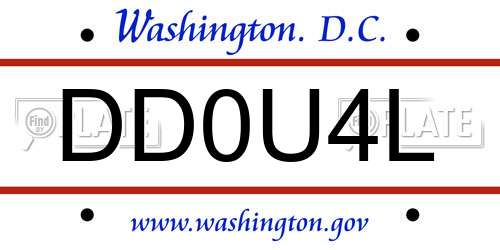 DD0U4L District Of Columbia License Plate