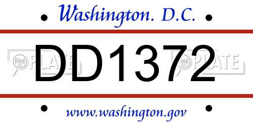 DD1372 District Of Columbia License Plate