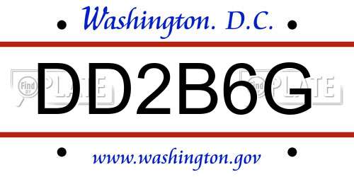 DD2B6G District Of Columbia License Plate