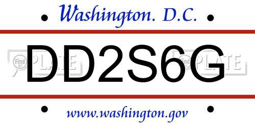 DD2S6G District Of Columbia License Plate