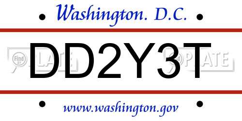 DD2Y3T District Of Columbia License Plate