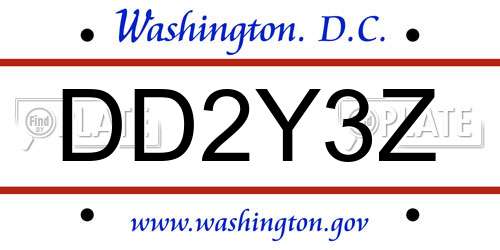 DD2Y3Z District Of Columbia License Plate