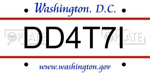 DD4T7I District Of Columbia License Plate