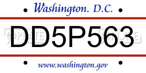 DD5P563 District Of Columbia License Plate