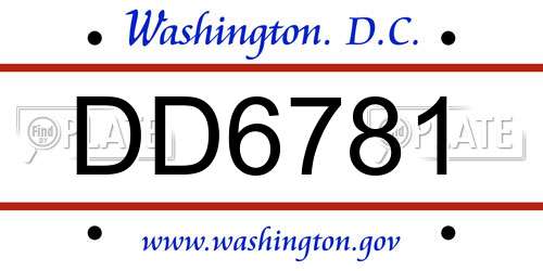 DD6781 District Of Columbia License Plate