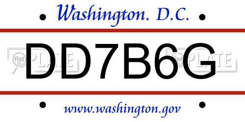 DD7B6G District Of Columbia License Plate