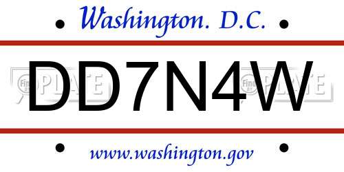 DD7N4W District Of Columbia License Plate