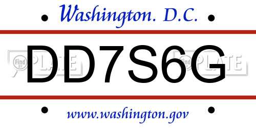 DD7S6G District Of Columbia License Plate