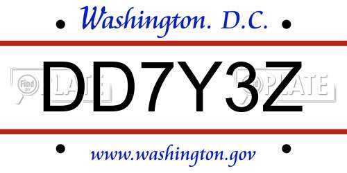 DD7Y3Z District Of Columbia License Plate