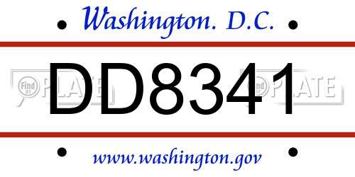 DD8341 District Of Columbia License Plate
