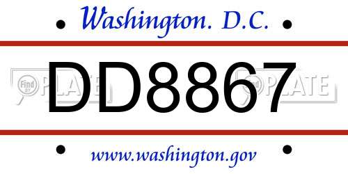 DD8867 District Of Columbia License Plate