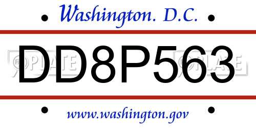 DD8P563 District Of Columbia License Plate