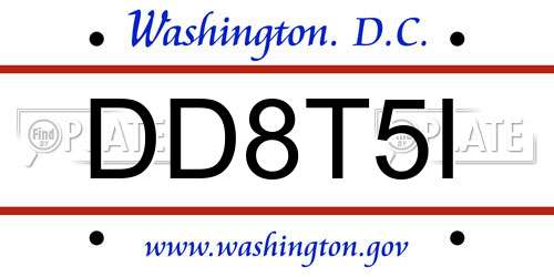 DD8T5I District Of Columbia License Plate