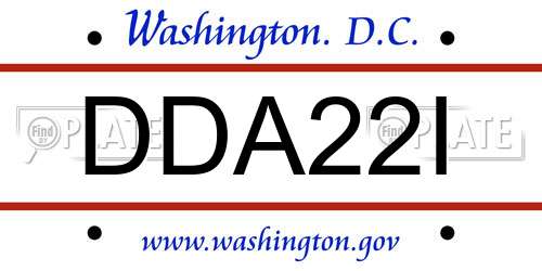 DDA22I District Of Columbia License Plate