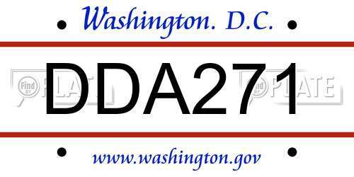 DDA271 District Of Columbia License Plate