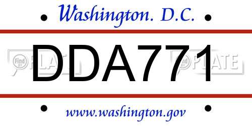 DDA771 District Of Columbia License Plate