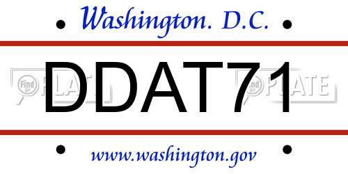 DDAT71 District Of Columbia License Plate