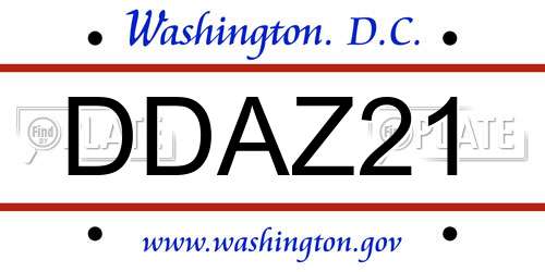 DDAZ21 District Of Columbia License Plate