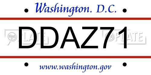 DDAZ71 District Of Columbia License Plate