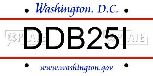 DDB25I District Of Columbia License Plate