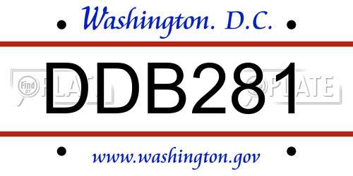 DDB281 District Of Columbia License Plate