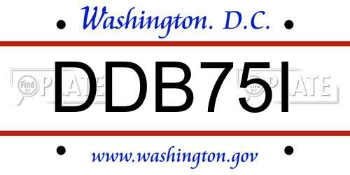 DDB75I District Of Columbia License Plate