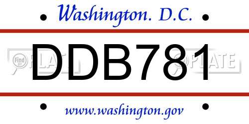 DDB781 District Of Columbia License Plate