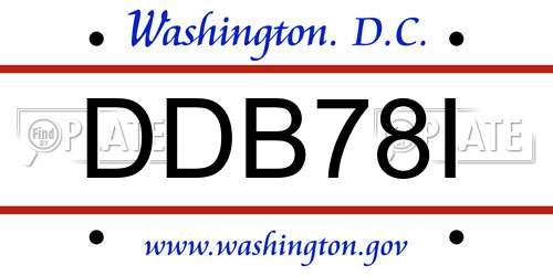 DDB78I District Of Columbia License Plate