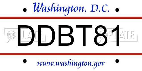 DDBT81 District Of Columbia License Plate