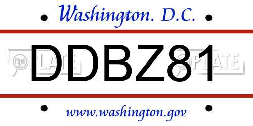 DDBZ81 District Of Columbia License Plate