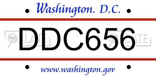 DDC656 District Of Columbia License Plate