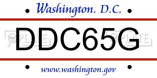 DDC65G District Of Columbia License Plate