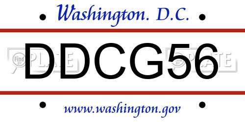 DDCG56 District Of Columbia License Plate
