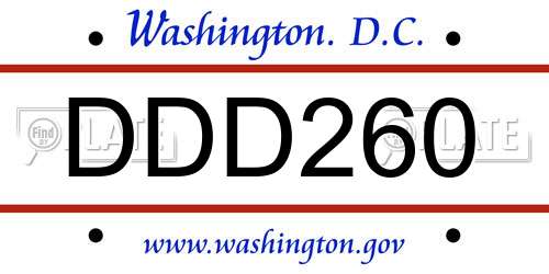 DDD260 District Of Columbia License Plate