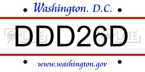 DDD26D District Of Columbia License Plate