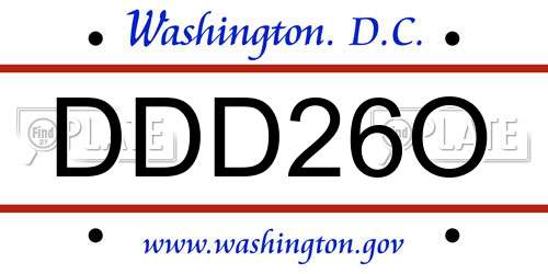 DDD26O District Of Columbia License Plate
