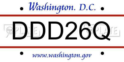DDD26Q District Of Columbia License Plate
