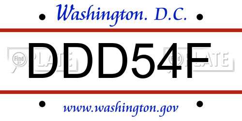 DDD54F District Of Columbia License Plate