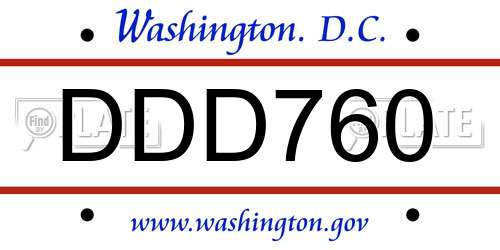 DDD760 District Of Columbia License Plate