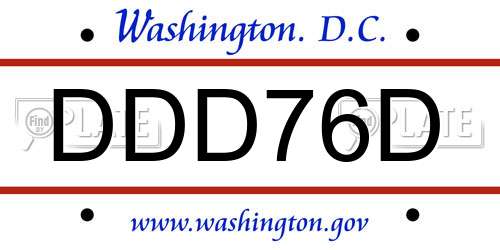 DDD76D District Of Columbia License Plate
