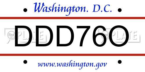 DDD76O District Of Columbia License Plate