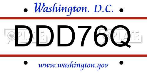 DDD76Q District Of Columbia License Plate