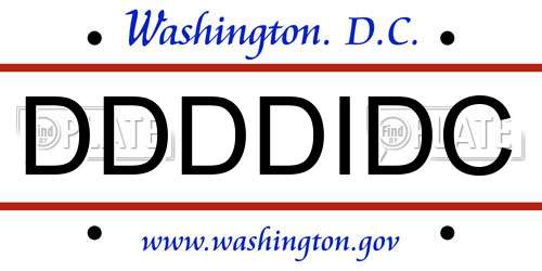 DDDDIDC District Of Columbia License Plate