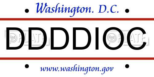 DDDDIOC District Of Columbia License Plate