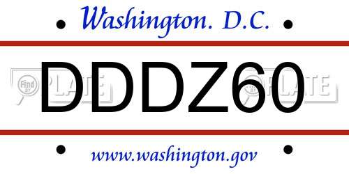 DDDZ60 District Of Columbia License Plate